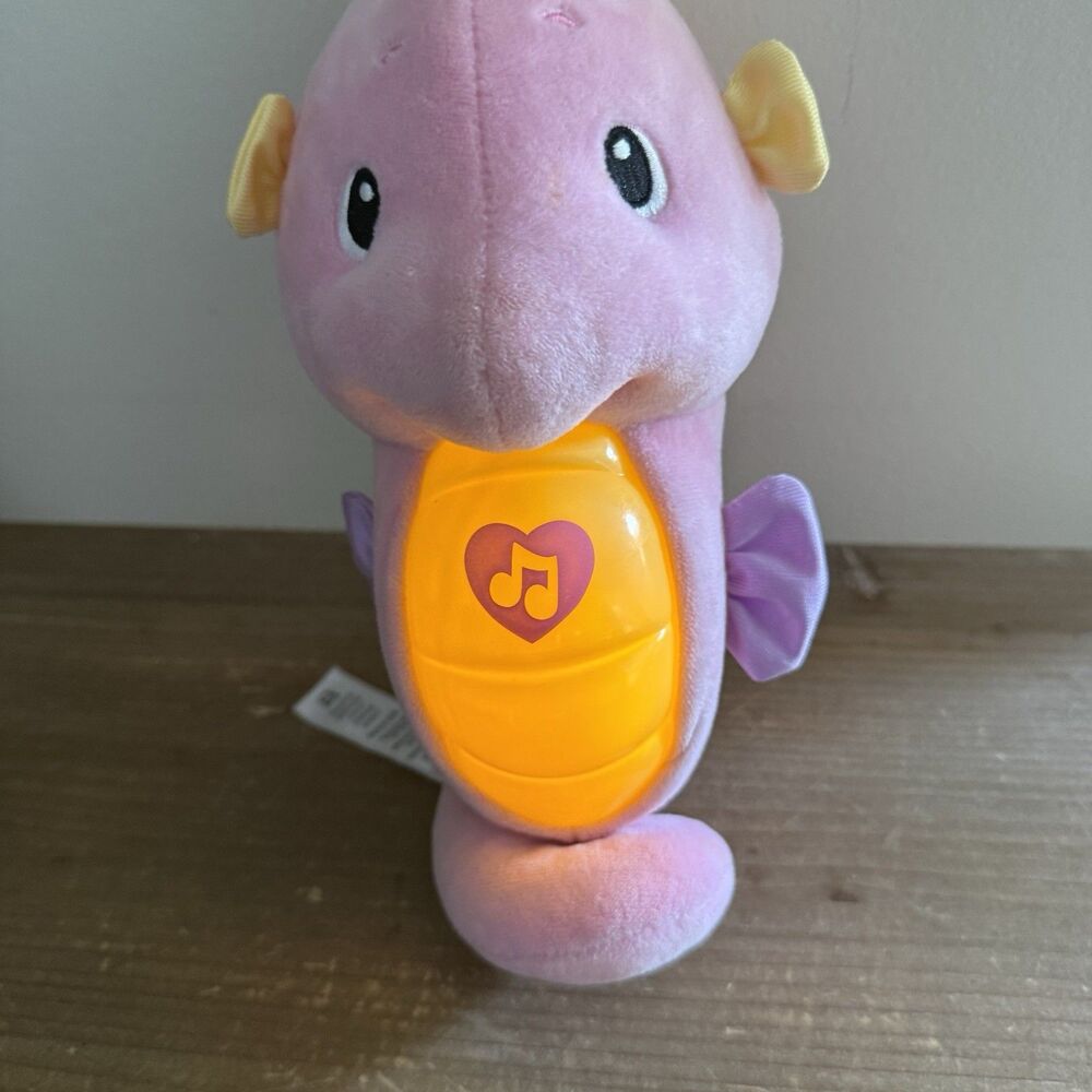 Fisher Price Ocean Wonders Pink SeaHorse Soothe Glow Musical Lights Plush Toy